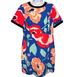 Kate Spade Womens Floral Poppy Shift Dress Blue Red Orange Sz 10 Spring Wedding